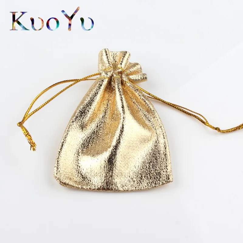 50pcs/lot 7x9cm 9x12cm Adjustable Jewelry Packing Fabric Bag Silver/Gold Colors Drawstring Wedding Storage Pouches