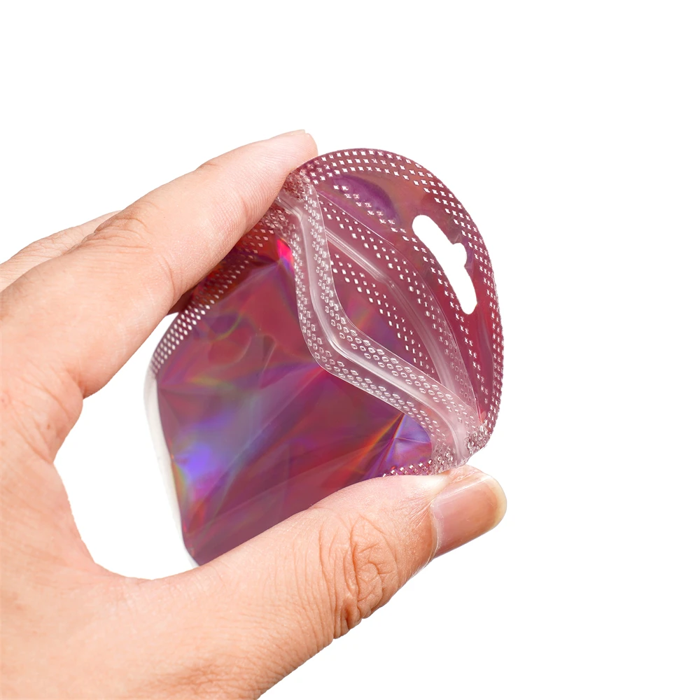 50pcs Iridescent Self Sealing Bags Colorful Laser Iridescent Resealable Ziplock Plastic Bag for Jewelry Storage Display