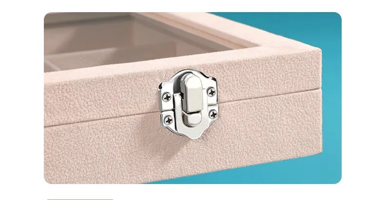 Ice Velvet Clear Lid 12 Grid Jewelry Organizer Box Tray Display Case Storage Bracelets Rings Earrings