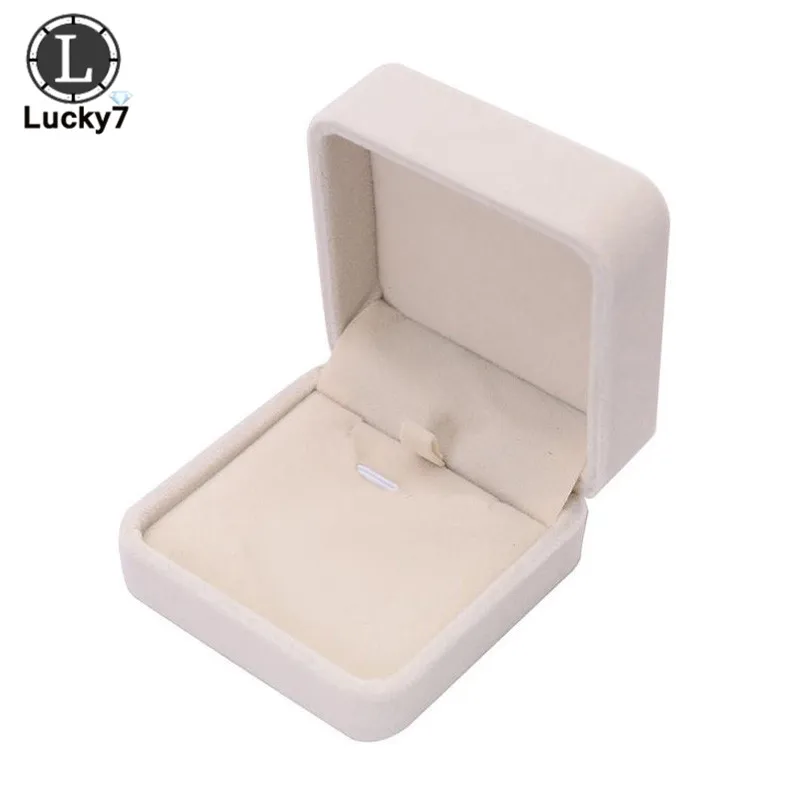 Beige Velvet Jewelry Display Case Luxury Wedding Ring Earrings Necklace Bracelet Storage Organizer Gift Set Box