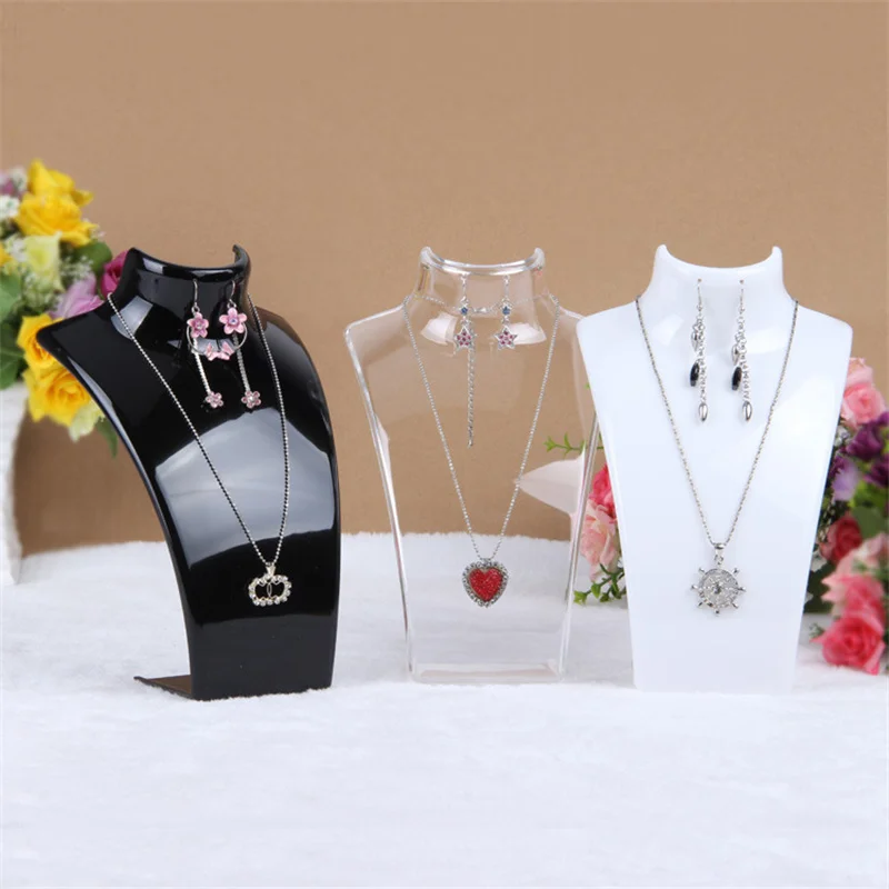 Plastic Mannequin Necklace Display Bust Stand Holder Jewellry Mannequin Bust Rack for Necklaces Pendant Earrings Display Shelf