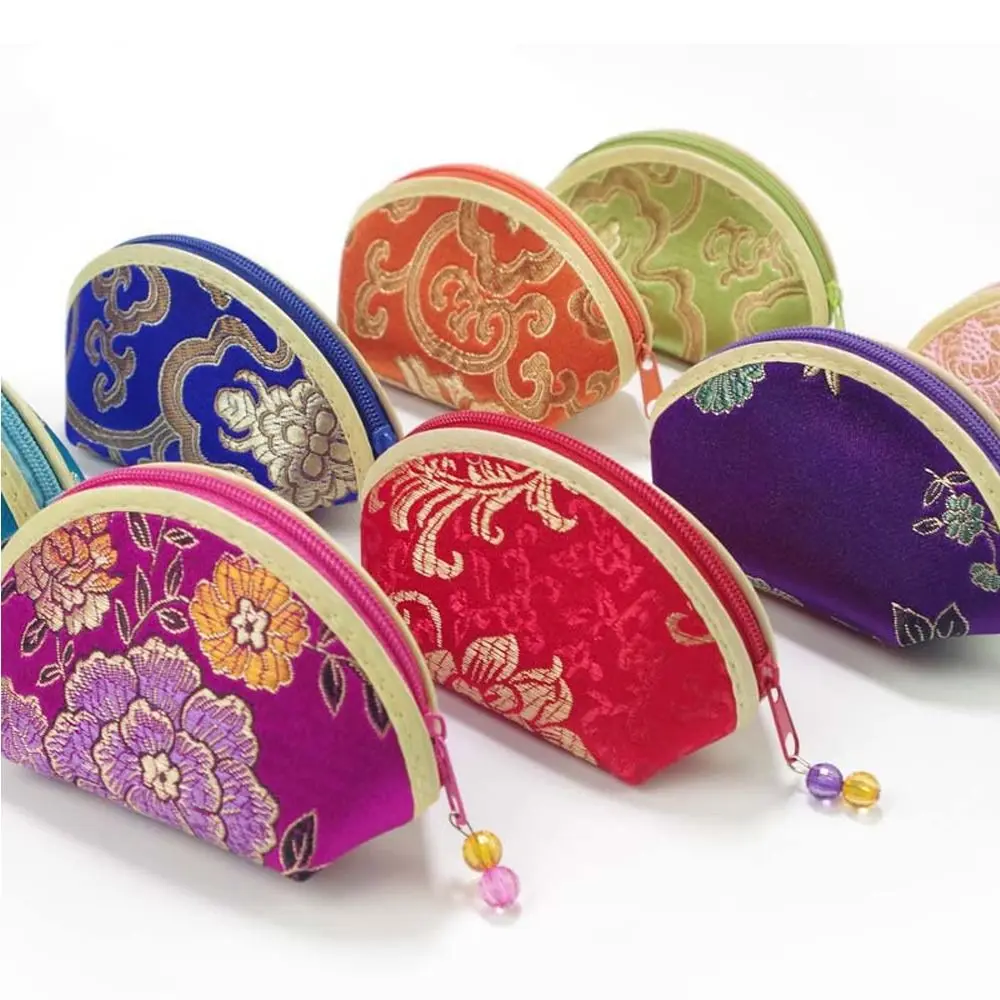Chinese Style Purse Pouch Zip Women Jewelry Storage Bag Multi-color Embroidery Cloth Jewelry Pouch Jewelry Container
