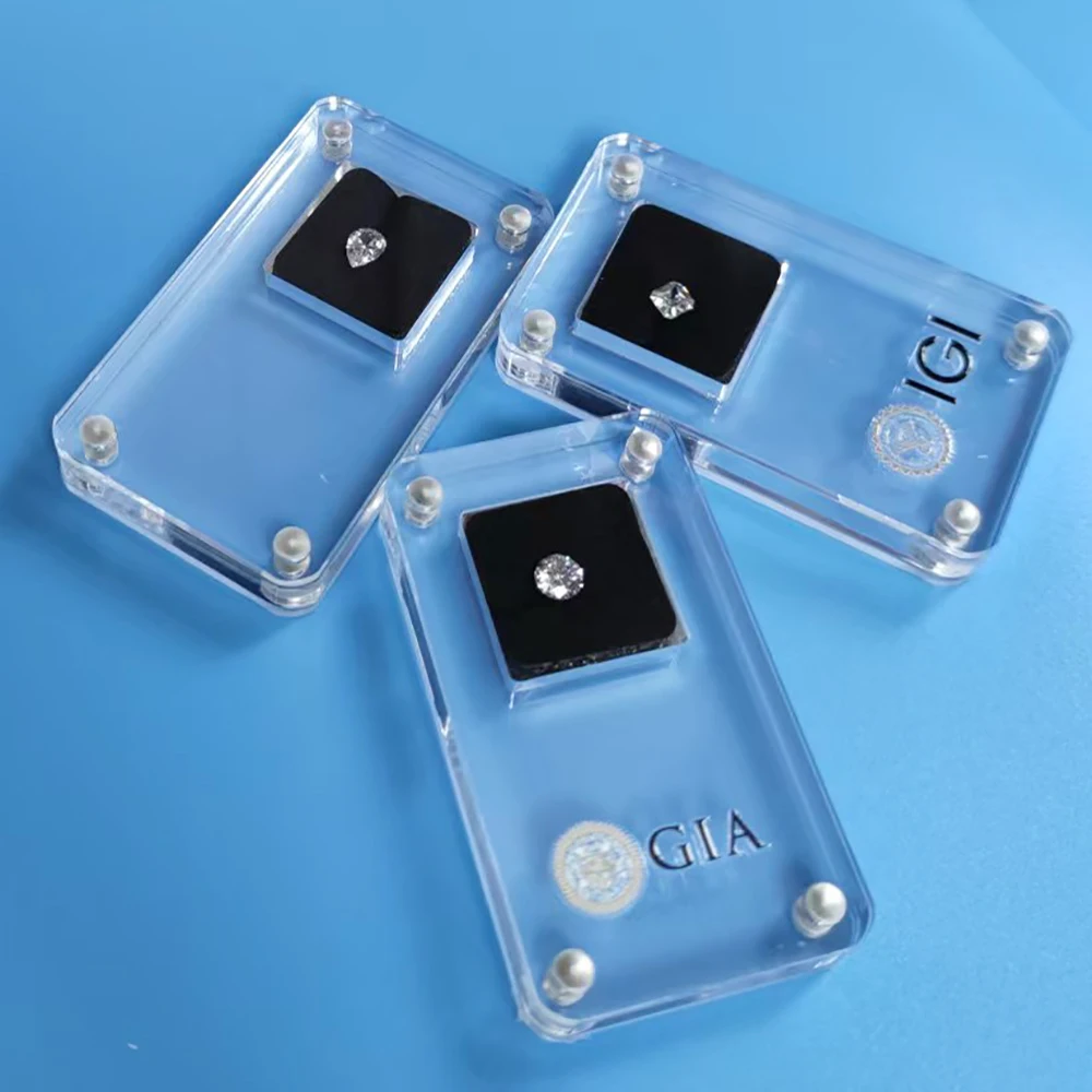 Acrylic Gem Storage Box Loose Diamond Stone GIA Jewelry Display Organizer Exhibition Case Clear Gift Box For Gemstone CVD IGI