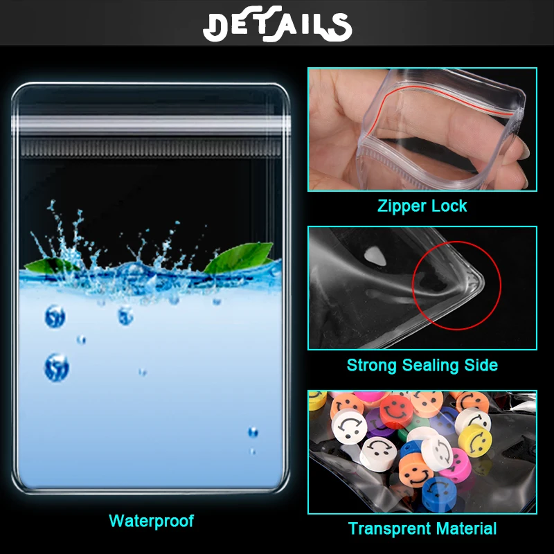 PVC Jewelry Bags Small Self-Sealing Plastic Zip Clear Bags Transparent Lock Bag Pouch For Storing Bracelets Rings Earrings