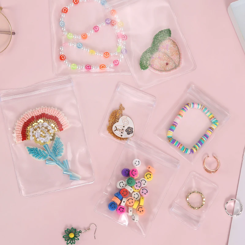 PVC Jewelry Bags Small Self-Sealing Plastic Zip Clear Bags Transparent Lock Bag Pouch For Storing Bracelets Rings Earrings