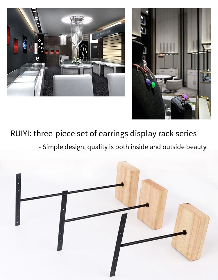 3pcs/lot Jewelry Display for earrings T-Bar Wooden Base Earrings Rack Holder Earrings Organizer Showcase Ear Studs Stand