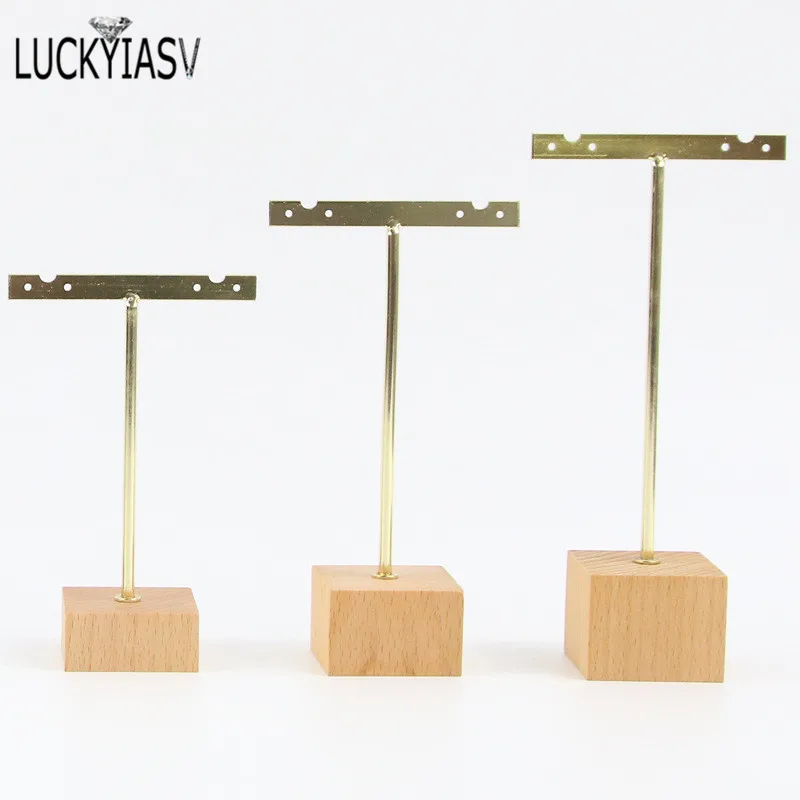 3pcs/lot Jewelry Display for earrings T-Bar Wooden Base Earrings Rack Holder Earrings Organizer Showcase Ear Studs Stand