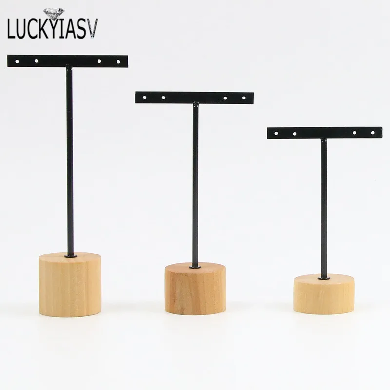3pcs/lot Jewelry Display for earrings T-Bar Wooden Base Earrings Rack Holder Earrings Organizer Showcase Ear Studs Stand