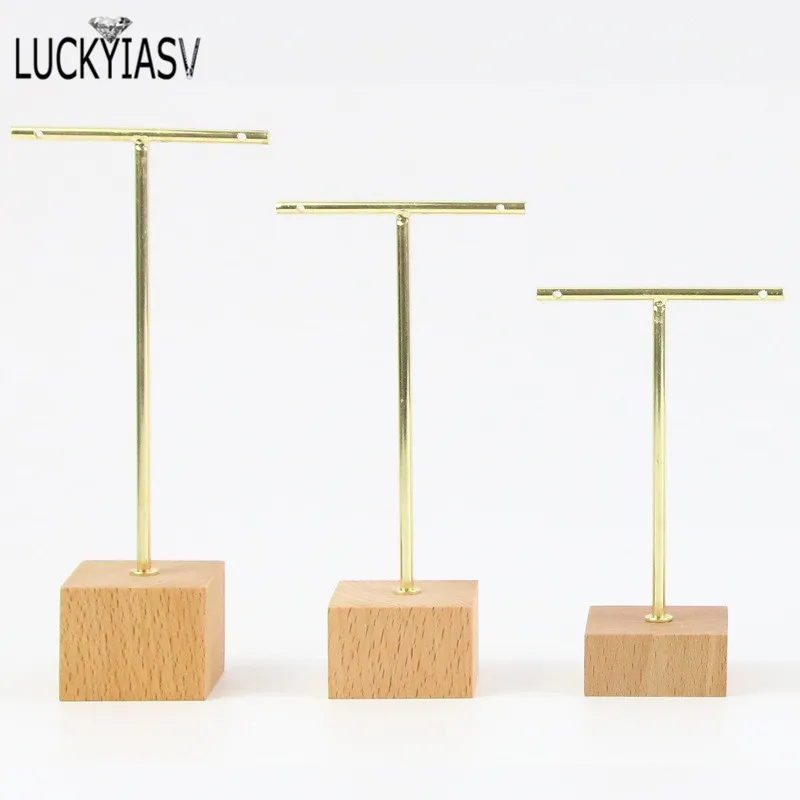 3pcs/lot Jewelry Display for earrings T-Bar Wooden Base Earrings Rack Holder Earrings Organizer Showcase Ear Studs Stand