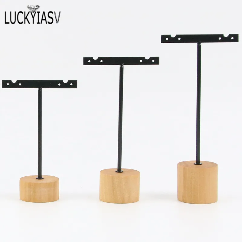 3pcs/lot Jewelry Display for earrings T-Bar Wooden Base Earrings Rack Holder Earrings Organizer Showcase Ear Studs Stand