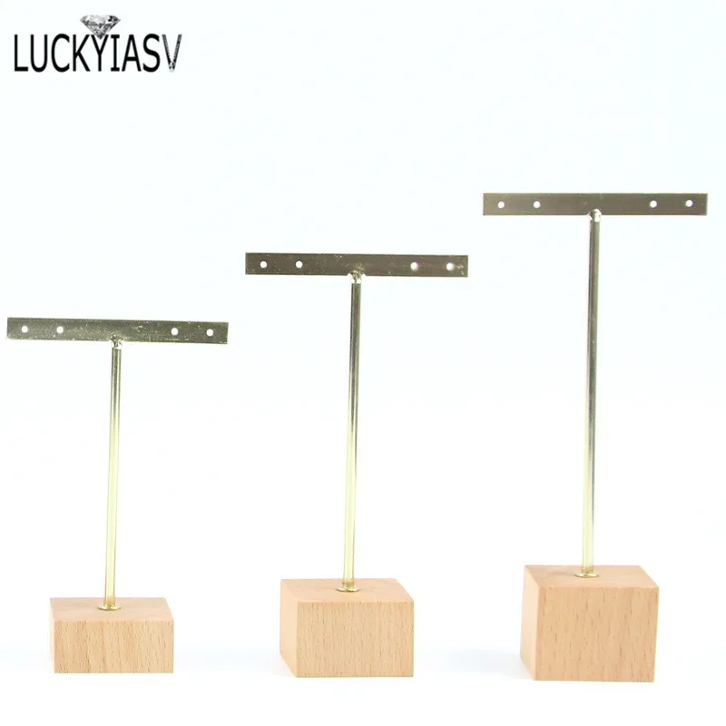 3pcs/lot Jewelry Display for earrings T-Bar Wooden Base Earrings Rack Holder Earrings Organizer Showcase Ear Studs Stand