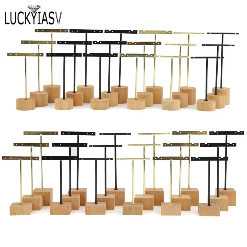 3pcs/lot Jewelry Display for earrings T-Bar Wooden Base Earrings Rack Holder Earrings Organizer Showcase Ear Studs Stand