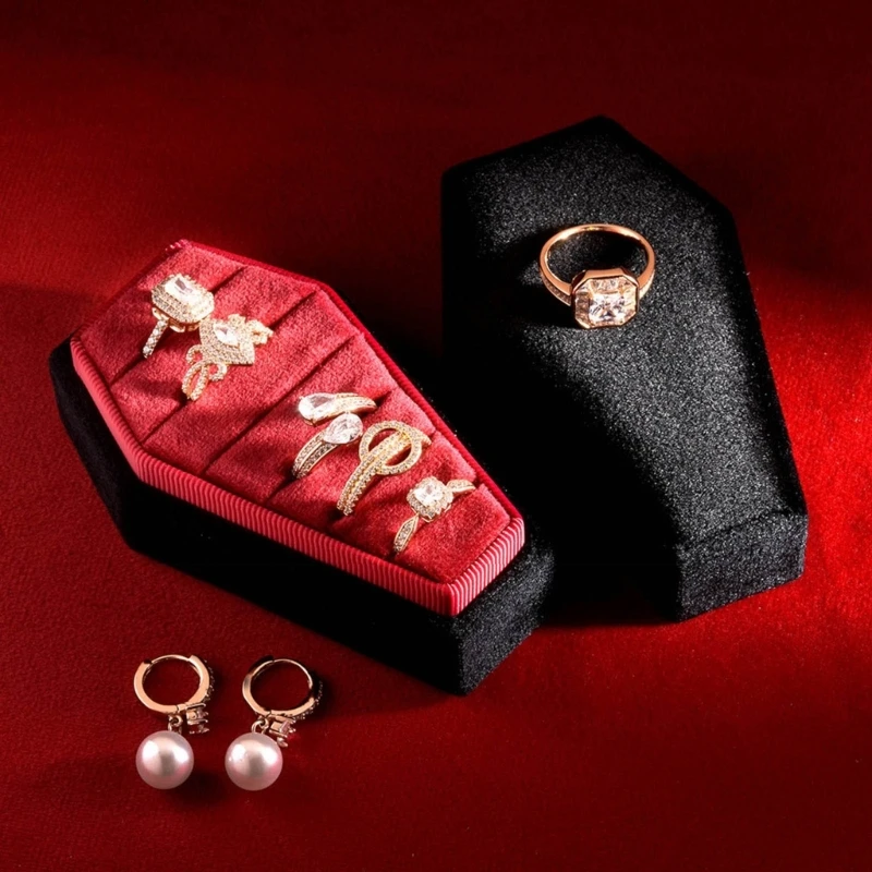 Portable Coffin Jewelry Box Lightweight Earrings Necklace Jewelry Display Box Gifts for Girls Women