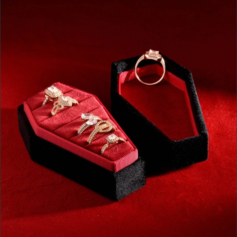 Portable Coffin Jewelry Box Lightweight Earrings Necklace Jewelry Display Box Gifts for Girls Women