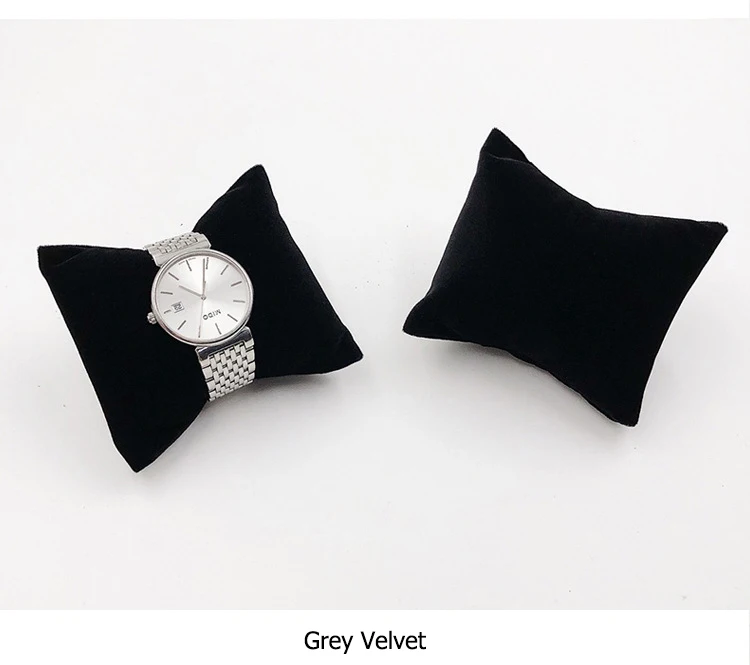 Black/Grey Velvet Bracelet Pillow Display Holder Watch Packaging Organizer Wholesale Bangle Soft Cushion Collection Storage Case