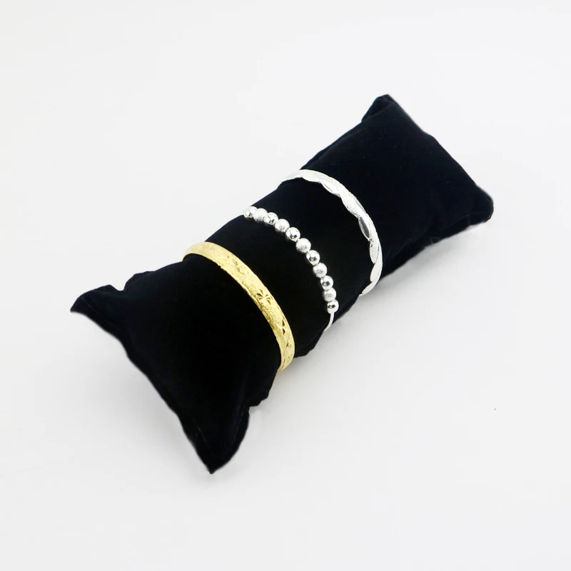 Black/Grey Velvet Bracelet Pillow Display Holder Watch Packaging Organizer Wholesale Bangle Soft Cushion Collection Storage Case