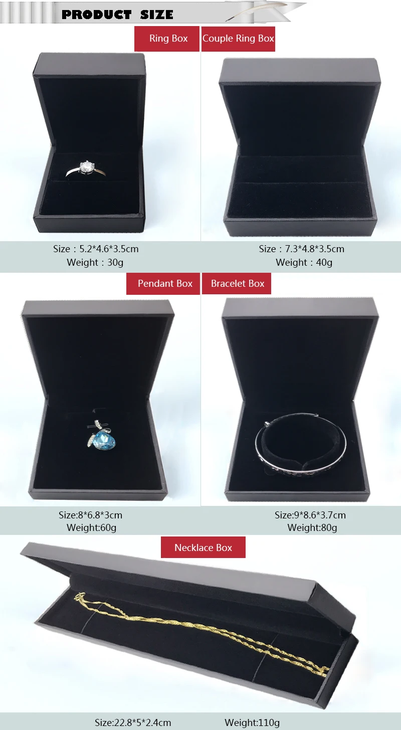 1 Vintage Black Leatherette Paper Jewelry Display Box 5 Style Ring Pendant Bangle Bracelet Pendant Storage & Package Stand Case