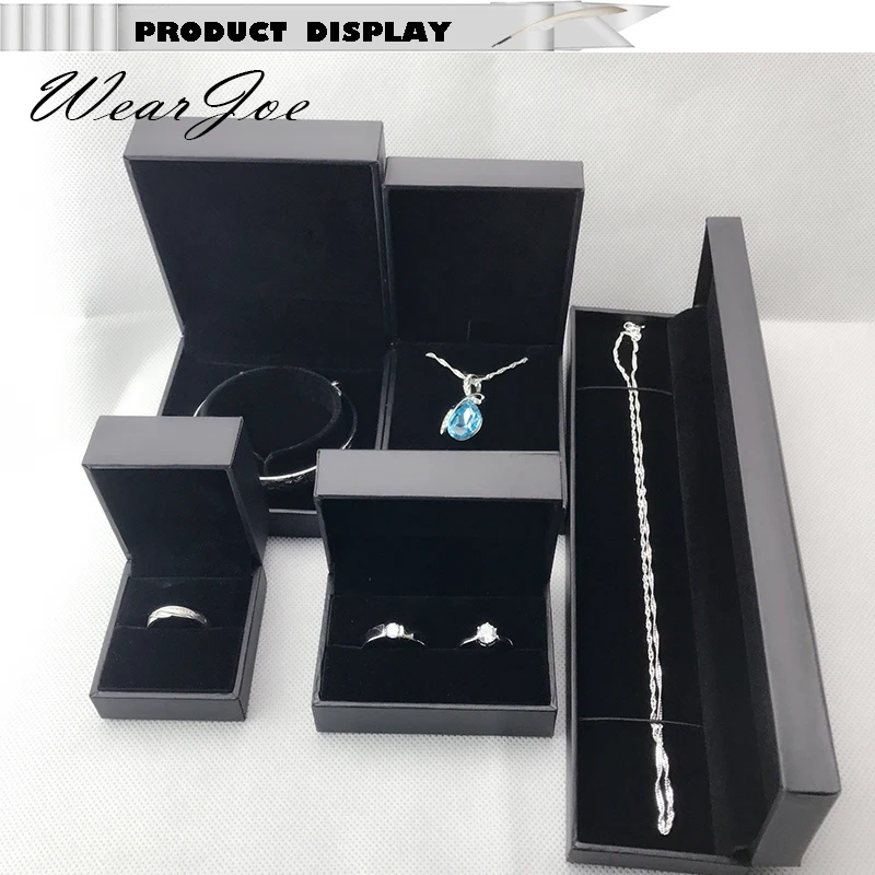 1 Vintage Black Leatherette Paper Jewelry Display Box 5 Style Ring Pendant Bangle Bracelet Pendant Storage & Package Stand Case