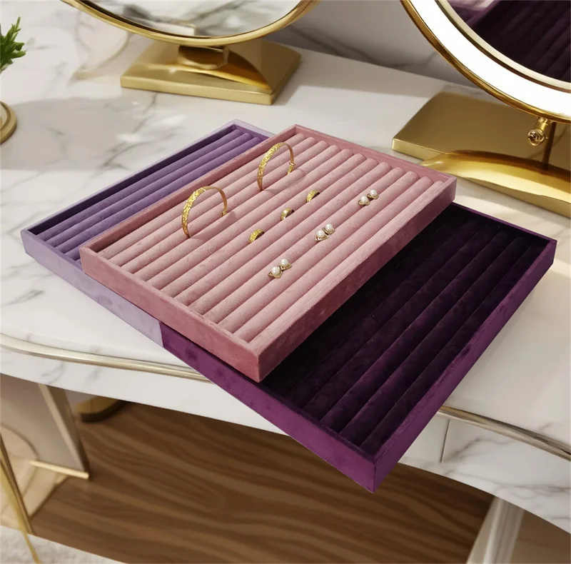 Lishi Velvet jewelry display tray ring stud earrings necklace pendants bracelet storage display tray counter display tray