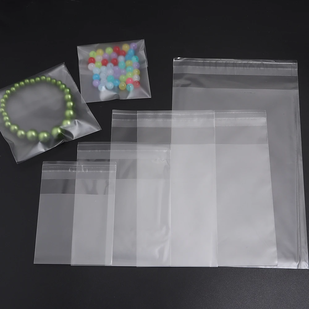 100pcs/lot Transparent Self Adhesive Seal Bags OPP Plastic Cellophane Bags Gifts Bag & Pouch Jewelry Packaging Cookie Candy Bags