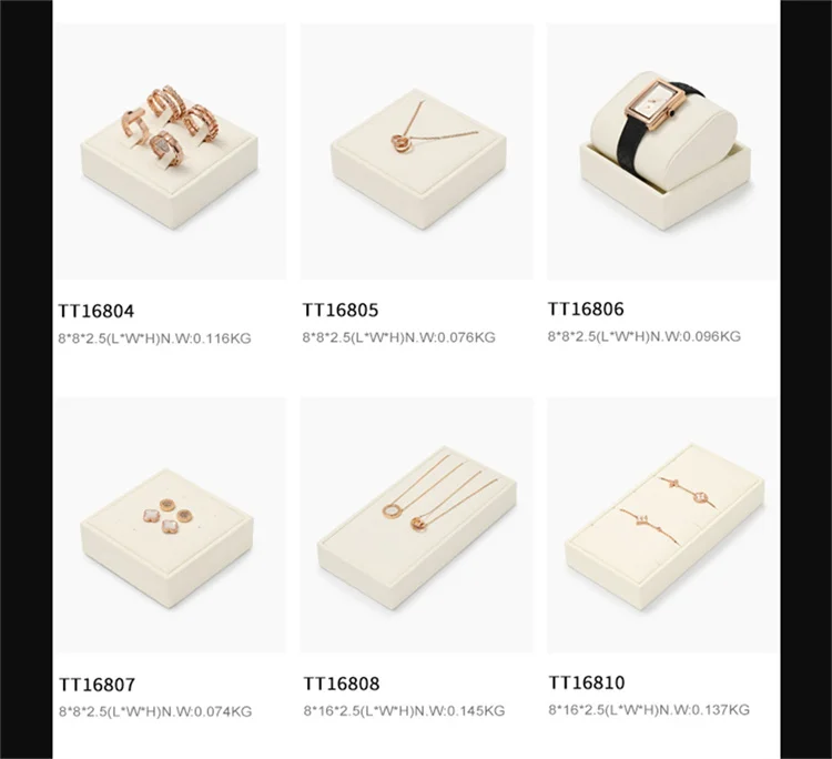 WoodTen Beige Jewelry Display Stand Microfiber Retail Jewelry Stand for Earring Necklace Watch Ring Counter Jewelry Display Prop