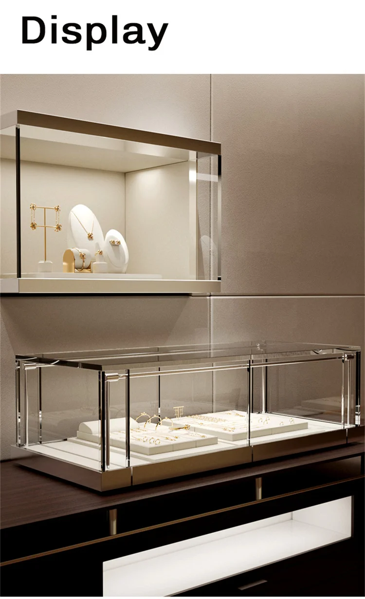 WoodTen Beige Jewelry Display Stand Microfiber Retail Jewelry Stand for Earring Necklace Watch Ring Counter Jewelry Display Prop