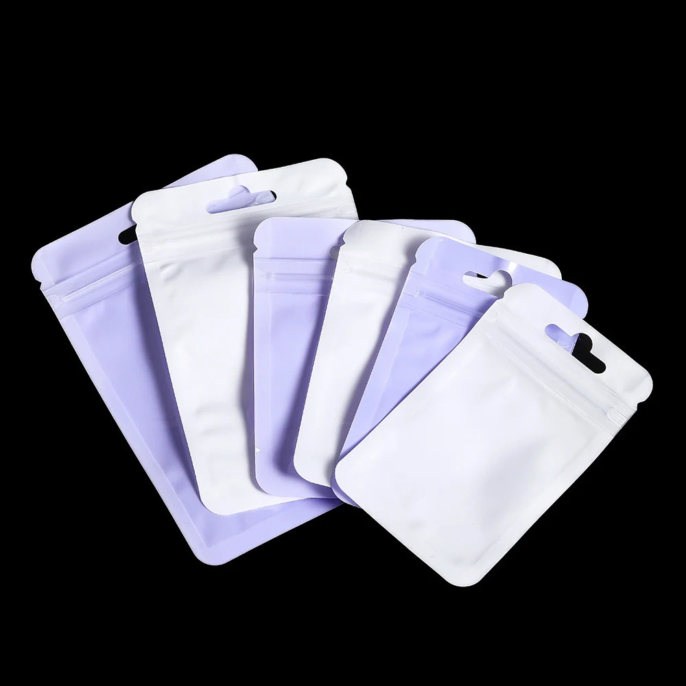 50pcs Resealable Plastic Bags Transparent Purple color Zip Lock Bags for DIY Anti-oxidation Jewelry Display Wrap Packaging Bag
