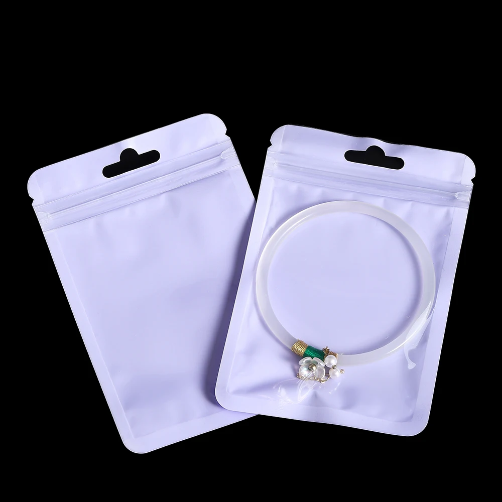 50pcs Resealable Plastic Bags Transparent Purple color Zip Lock Bags for DIY Anti-oxidation Jewelry Display Wrap Packaging Bag