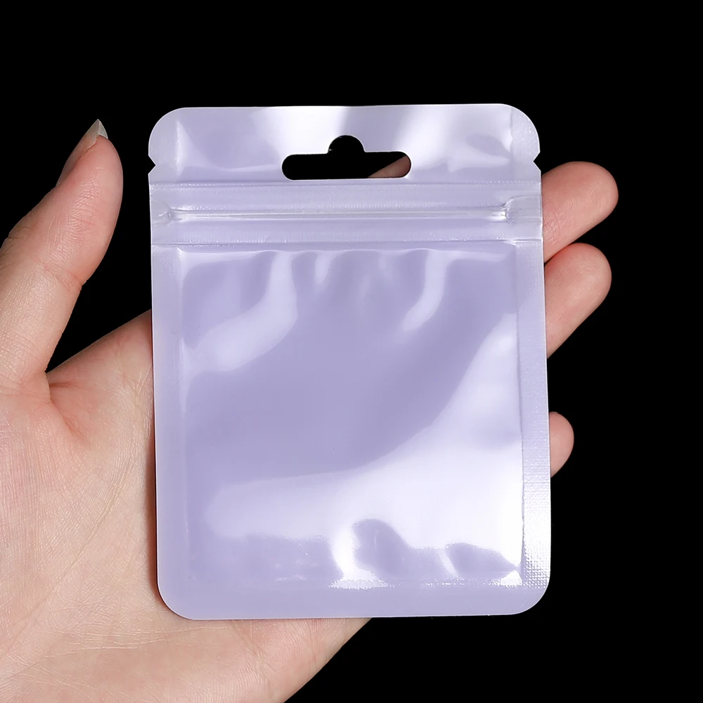 50pcs Resealable Plastic Bags Transparent Purple color Zip Lock Bags for DIY Anti-oxidation Jewelry Display Wrap Packaging Bag