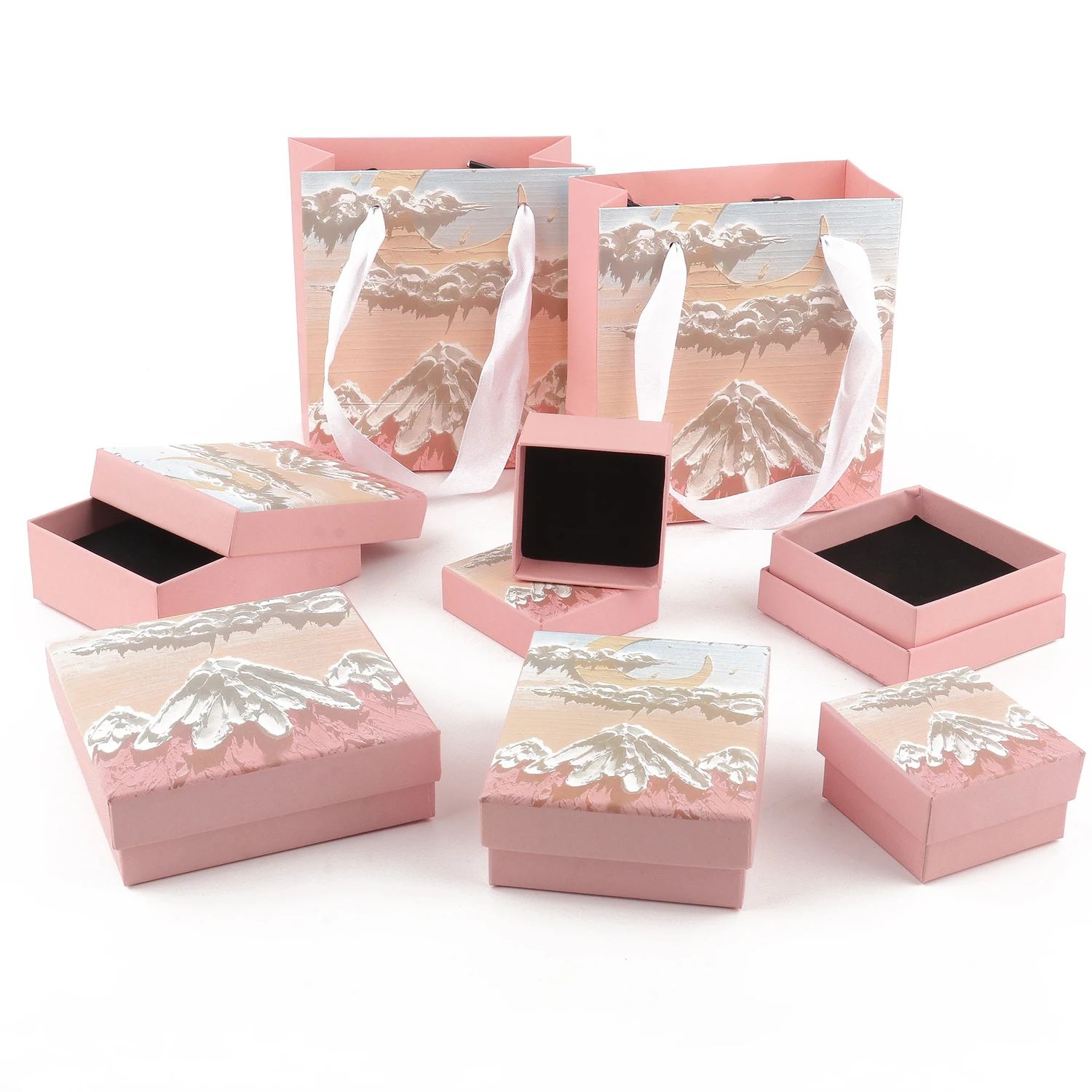 1PCS Pink Craft Paper Drawer DIY Jewelry Box Ring Earring Necklace Bracelet Gift Packaging Boxes for Wedding Birthday Party