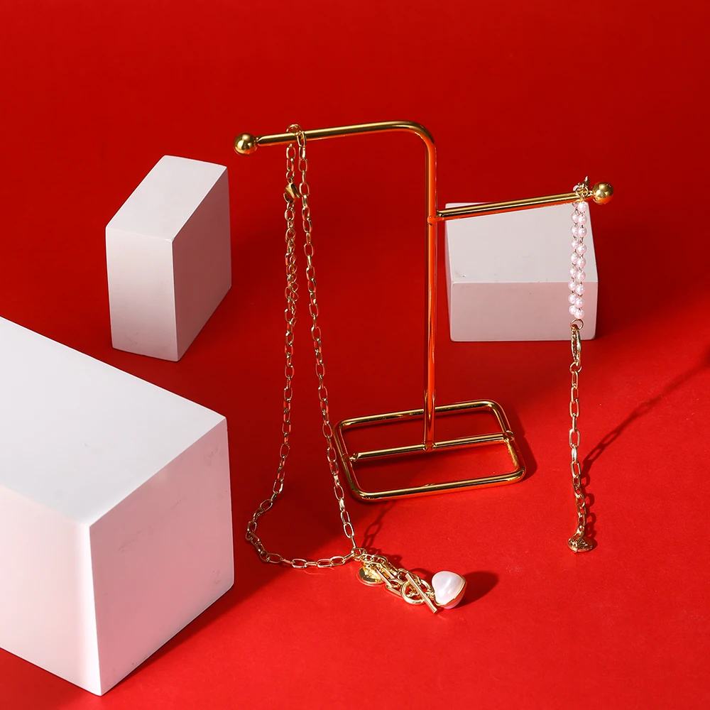 Metal Gold T-shaped Earrings Ring Necklace Watch Jewelry Shelf Jewelry Stand Counter Pendant Jewelry Organizer Display Stand