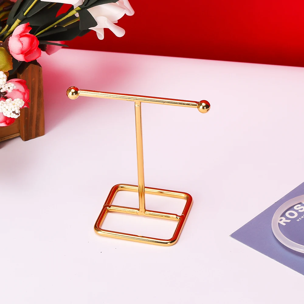 Metal Gold T-shaped Earrings Ring Necklace Watch Jewelry Shelf Jewelry Stand Counter Pendant Jewelry Organizer Display Stand