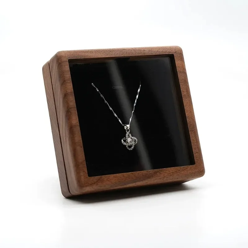 Wedding Necklace Box with Mirror Wood Jewelry Display Boxs Wedding Anniversary Gift for Her Luxurious Jewelry Box For Gifts
