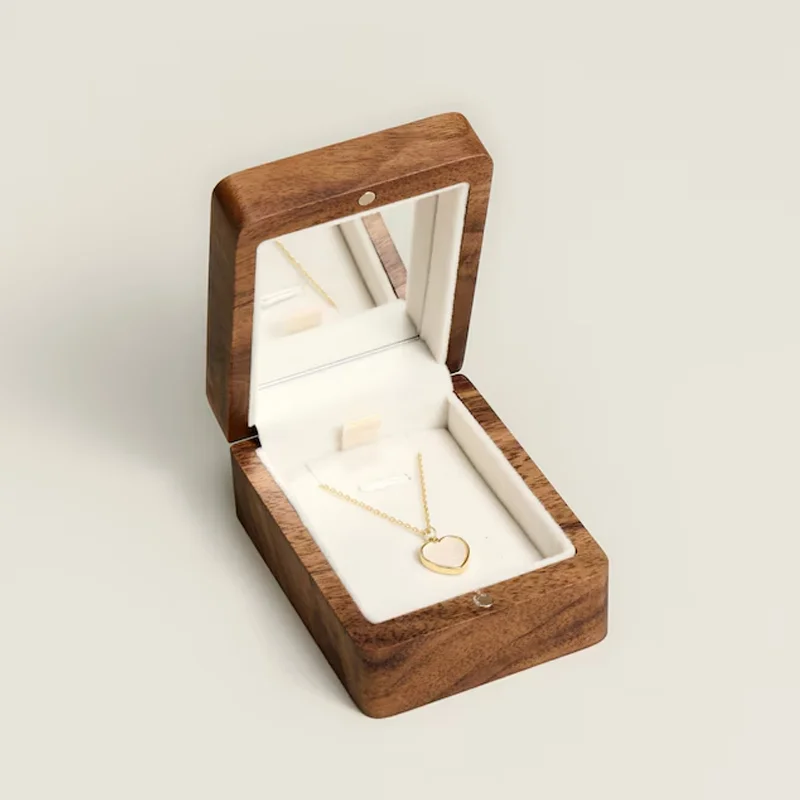 Wedding Necklace Box with Mirror Wood Jewelry Display Boxs Wedding Anniversary Gift for Her Luxurious Jewelry Box For Gifts