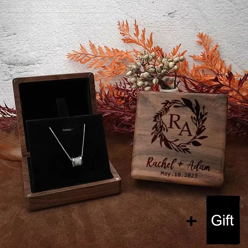 Wedding Necklace Box with Mirror Wood Jewelry Display Boxs Wedding Anniversary Gift for Her Luxurious Jewelry Box For Gifts