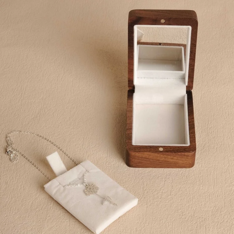 Wedding Necklace Box with Mirror Wood Jewelry Display Boxs Wedding Anniversary Gift for Her Luxurious Jewelry Box For Gifts