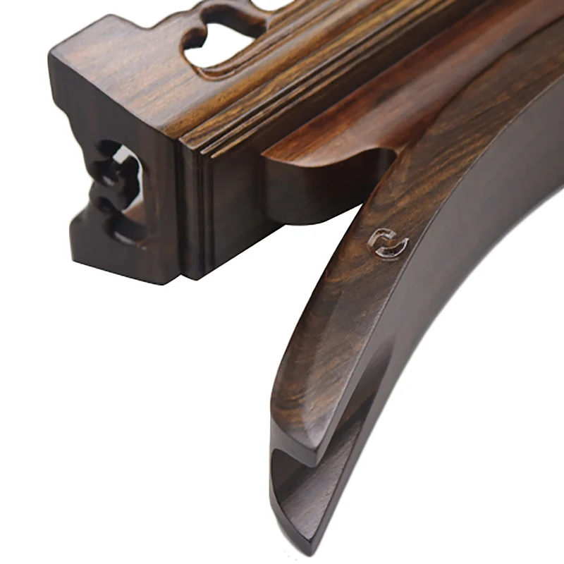 Sandalwood Carved Ivory Bracket Ox Horn Tray Wood Sword Display Katana Stand Holder Crescent Collectible Exhibition Wooden Stand