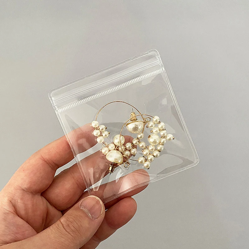 20Pcs Transparent PVC Jewelry Pouches Bags Anti-Oxidation Cute Storage Bag for Earrings Necklace Bracelet Display Packaging Bag