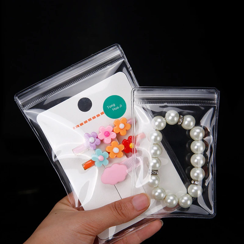 20Pcs Transparent PVC Jewelry Pouches Bags Anti-Oxidation Cute Storage Bag for Earrings Necklace Bracelet Display Packaging Bag