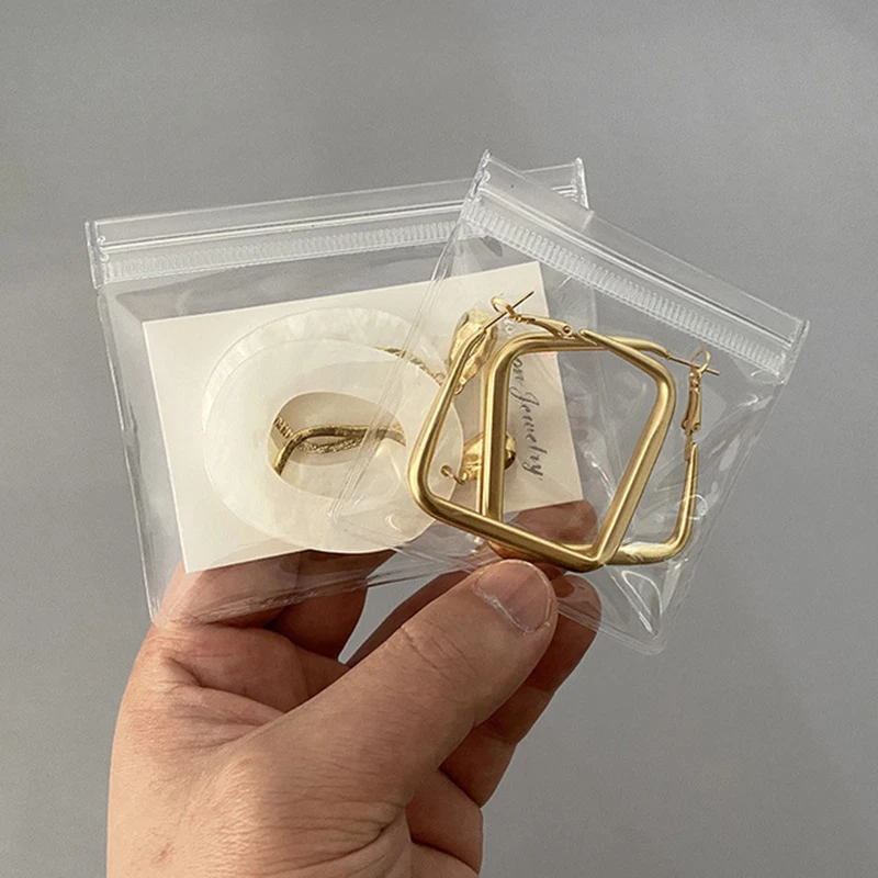 20Pcs Transparent PVC Jewelry Pouches Bags Anti-Oxidation Cute Storage Bag for Earrings Necklace Bracelet Display Packaging Bag