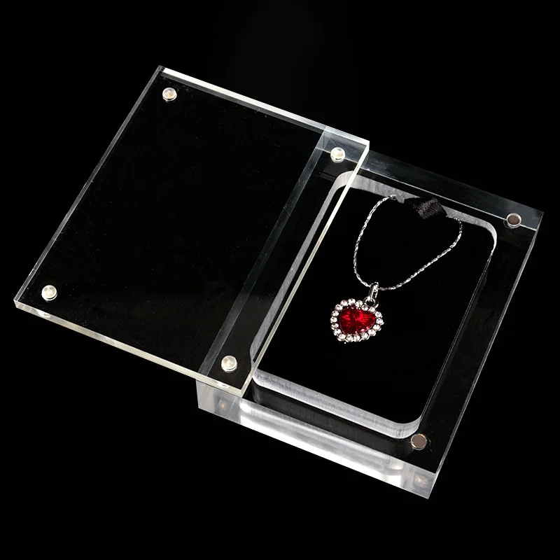 Small Size Jewelry Display Box Lockable Acrylic Magnetic Gemstone Casket High-Quality Necklace Storage For Gift Box New 2024