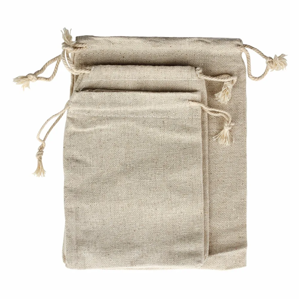 10Pcs/lot 8*10/9*12/10*14/13*17cm Jute Drawstring Pouch Burlap Bags Wedding Birthday Party Gift Bags Jewelry Supplies F2759