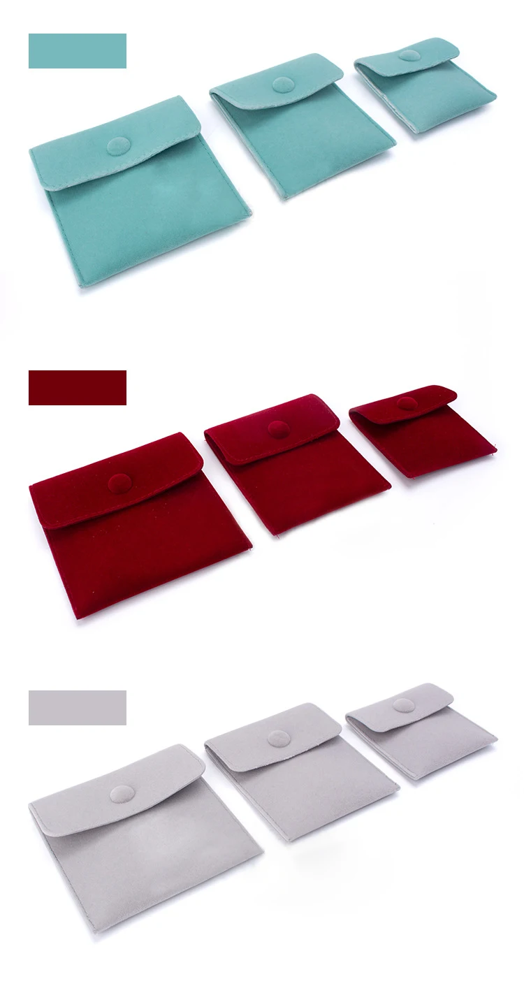Luxury Velvet Gift Jewelry Pouch for Ring Necklace Earring Bracelet Packaging Wholesale Envelope Storage Bag with Snap Organizer