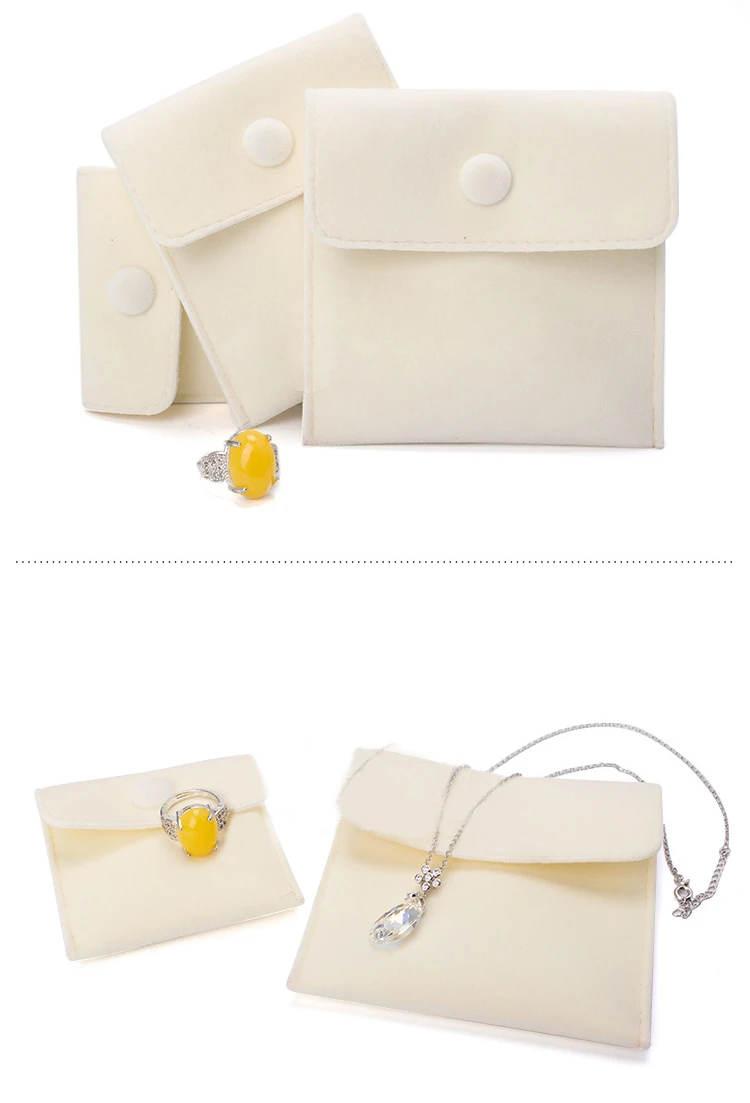 Luxury Velvet Gift Jewelry Pouch for Ring Necklace Earring Bracelet Packaging Wholesale Envelope Storage Bag with Snap Organizer
