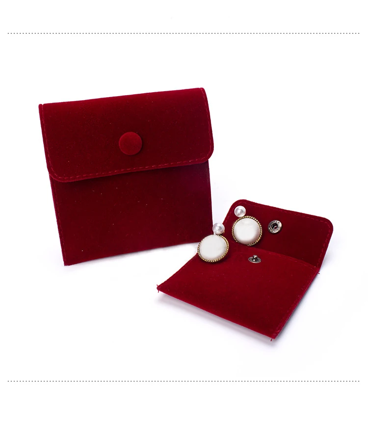 Luxury Velvet Gift Jewelry Pouch for Ring Necklace Earring Bracelet Packaging Wholesale Envelope Storage Bag with Snap Organizer