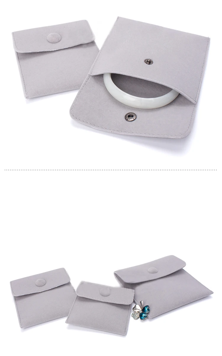Luxury Velvet Gift Jewelry Pouch for Ring Necklace Earring Bracelet Packaging Wholesale Envelope Storage Bag with Snap Organizer