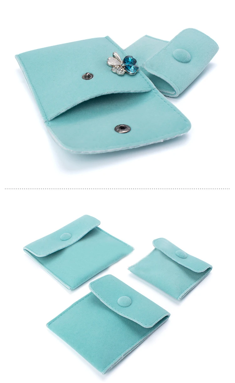 Luxury Velvet Gift Jewelry Pouch for Ring Necklace Earring Bracelet Packaging Wholesale Envelope Storage Bag with Snap Organizer