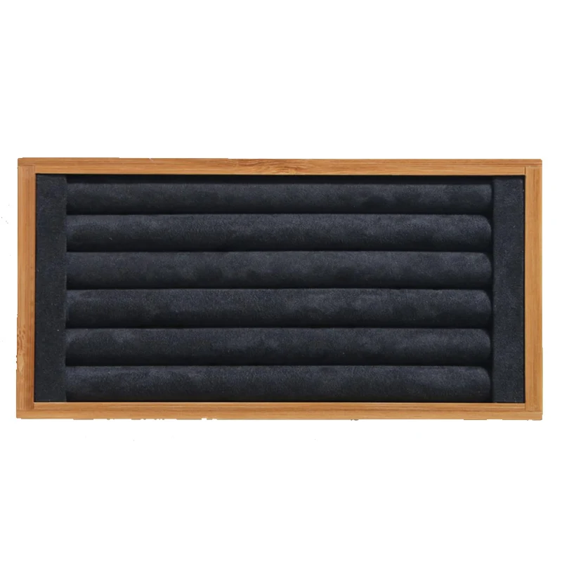 Organizer Jewelry Storage Bamboo Velvet Set Jewelry Display Tray Ring Box Earrings Necklaces Bracelets Pendants Display
