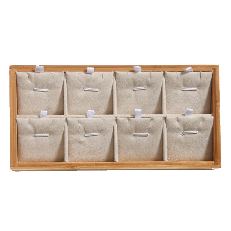 Organizer Jewelry Storage Bamboo Velvet Set Jewelry Display Tray Ring Box Earrings Necklaces Bracelets Pendants Display