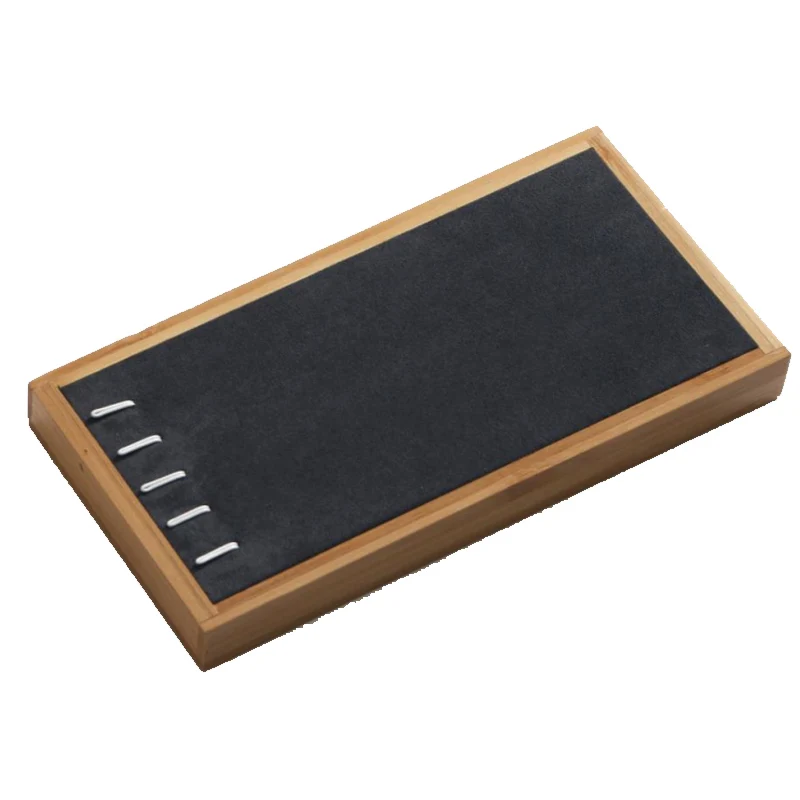 Organizer Jewelry Storage Bamboo Velvet Set Jewelry Display Tray Ring Box Earrings Necklaces Bracelets Pendants Display